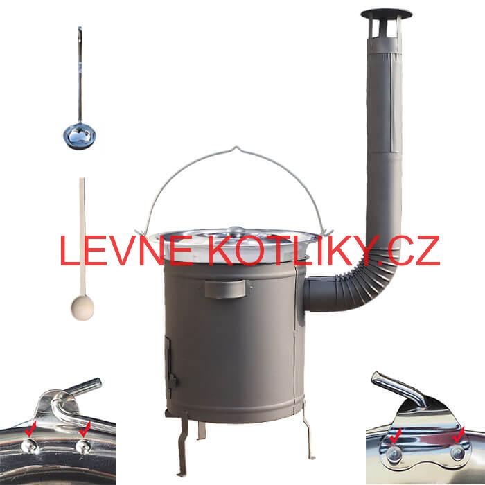 Nerezový kotlík 30 L (0,8 mm) zesílený s nýty + silnostěnná (1,5 mm) a žáruvzdorná kotlina 45 PLUS 600