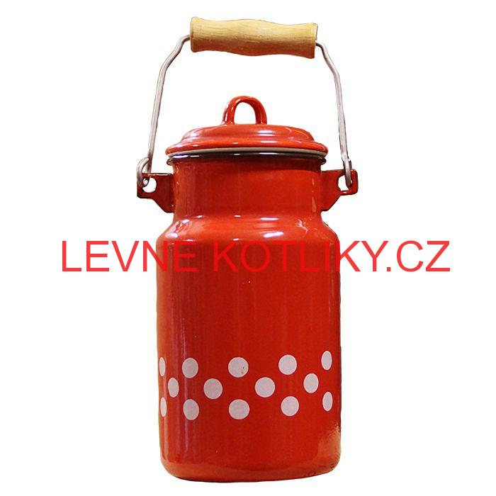 Smaltovaná konvice na mléko 2 L Tečky