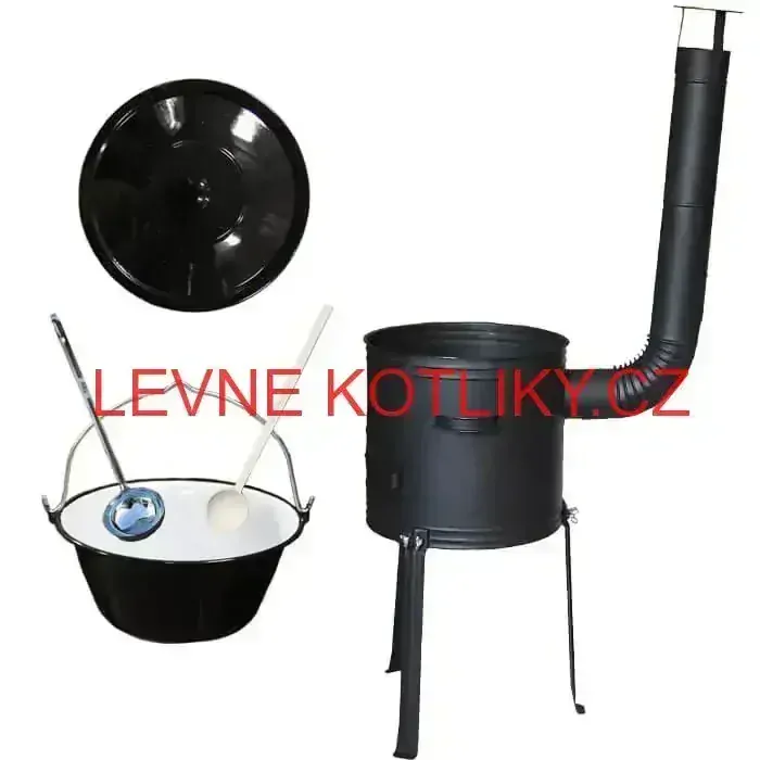 Smaltovaný kotlík 22 L (1,2 mm) + žáruvzdorná kotlina 42 cm Plus 700 + misky 12 ks + 2 x pepř na guláš 100 g