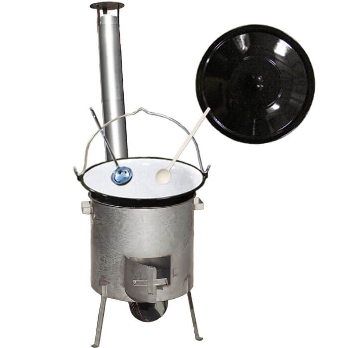 Smaltovaný kotlík 13 L + Vysoká Nerezová kotlina 36 cm ze zesíleným dnem (1,5 mm) KOMFORT