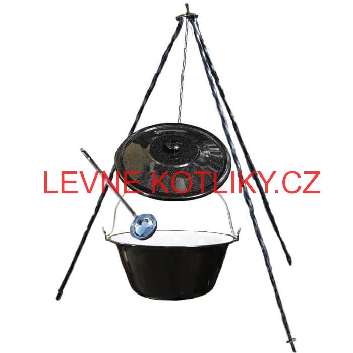 Smaltovaný kotlík 25 L poklice + trojnožka 1,20 m