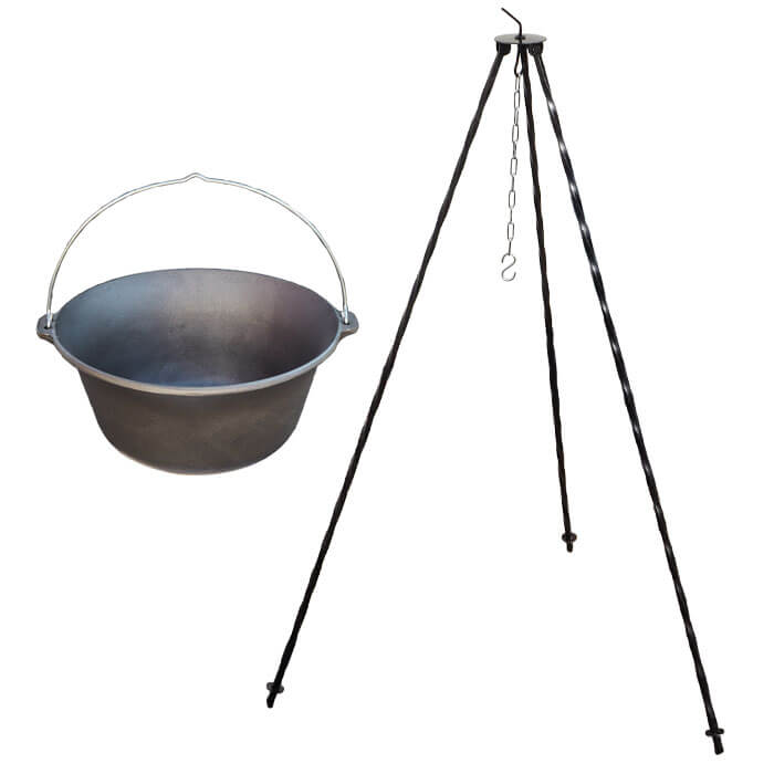 Litinový kotlík 10,8 L + trojnožka 1,2 m