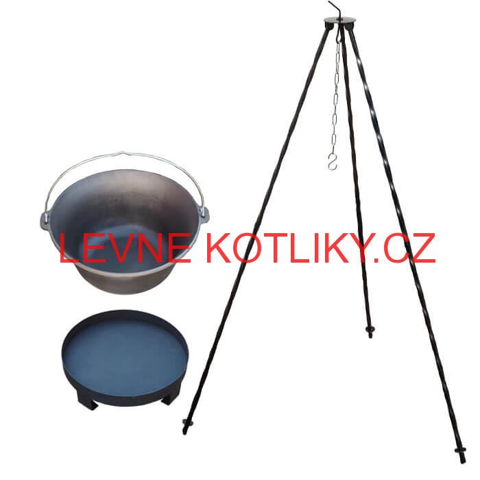 Litinový kotlík 10,8 L + trojnožka 1,2 m + ohniště 36 cm