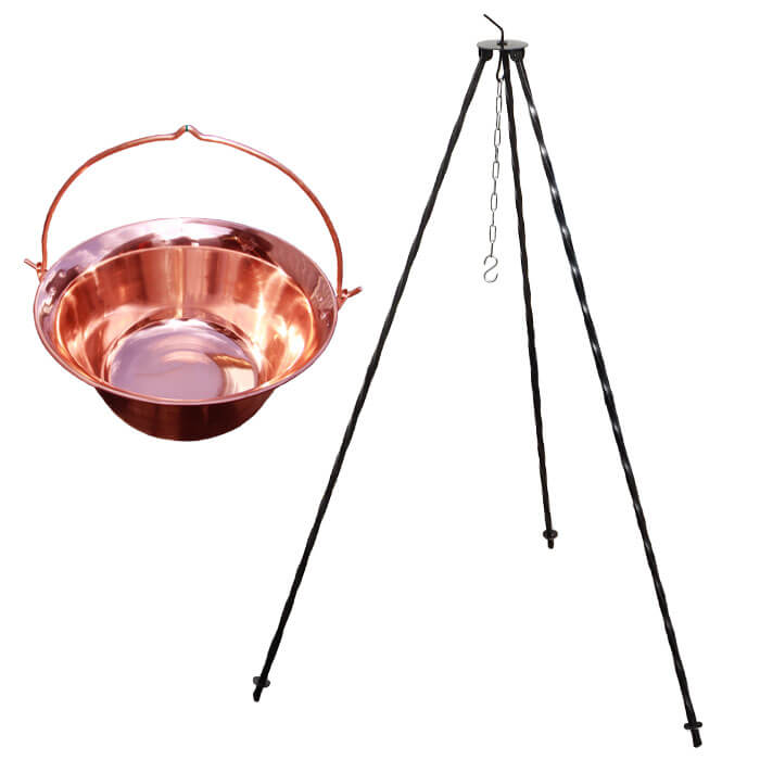 Měděný kotlík 4 L (1,2 mm) + trojnožka 1 m