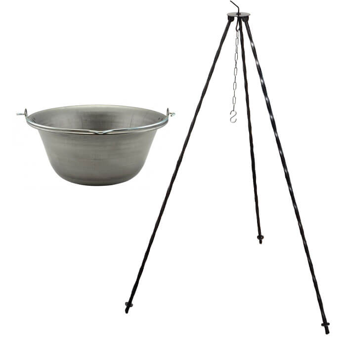 Železný kotlík 20 L (0,75 mm) + trojnožka 1,2 m