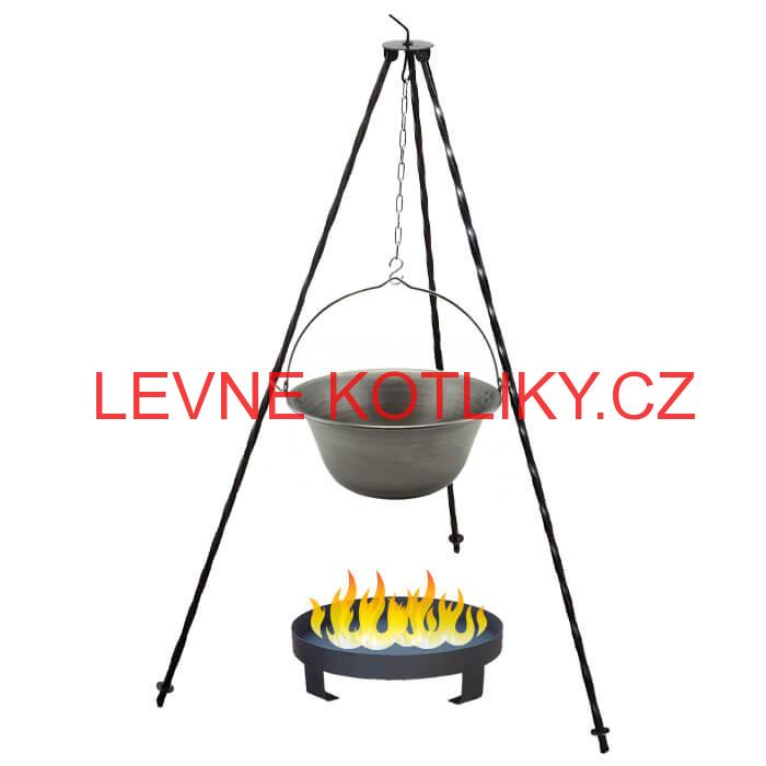 Železný kotlík 20 L (0,75 mm) + trojnožka 1,2 m + ohniště 36 cm