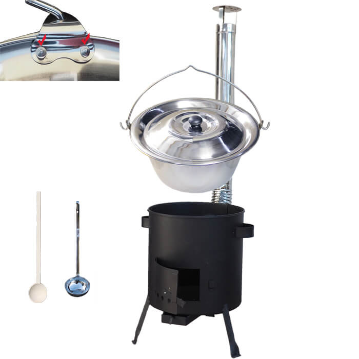 Nerezový kotlík 20 L (0,8 mm) zesílený s nýty + žáruvzdorná kotlina (1 mm) 42 PLUS 600
