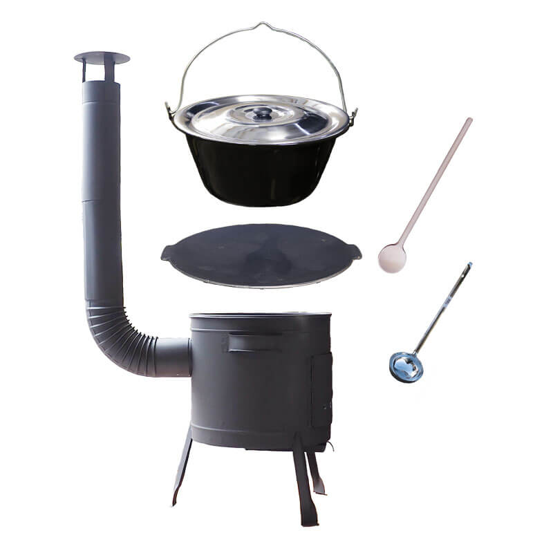 Smaltovaný kotlík 20 L + litinová pánev 45 cm + nízká žáruvzdorná kotlina 42 cm PLUS 600