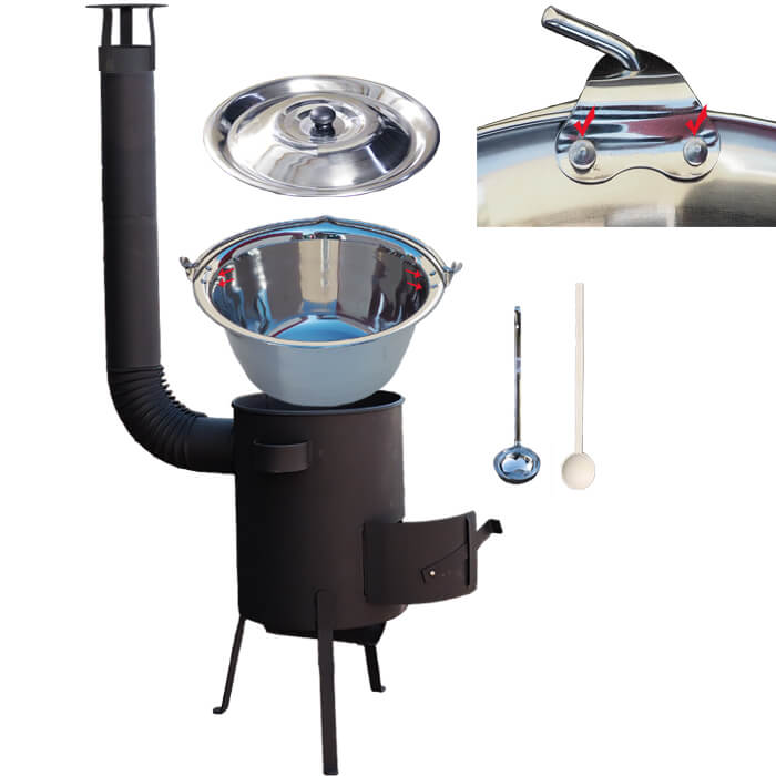 Nerezový kotlík 15 L s nýty (0,8 mm) INOX + žáruvzdorná kotlina 36 PLUS 600 4 MM