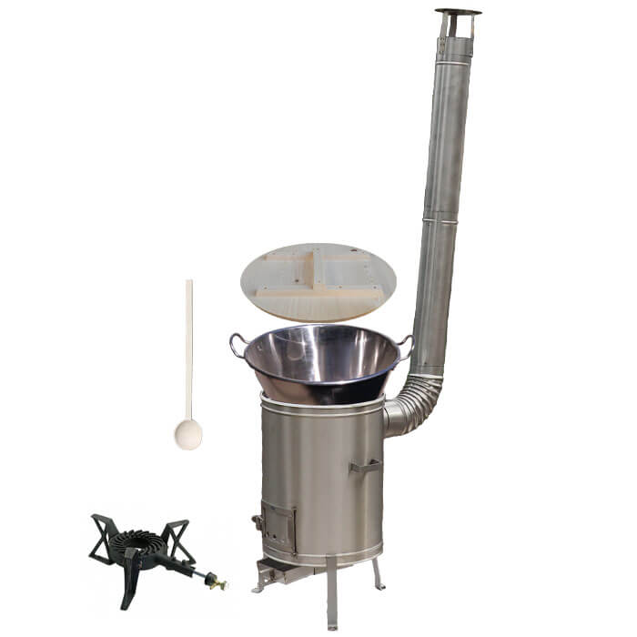 Zabijačkový nerezový kotel 100 L + nerezová kotlina 60 cm + hořák 7 kW a vařečka