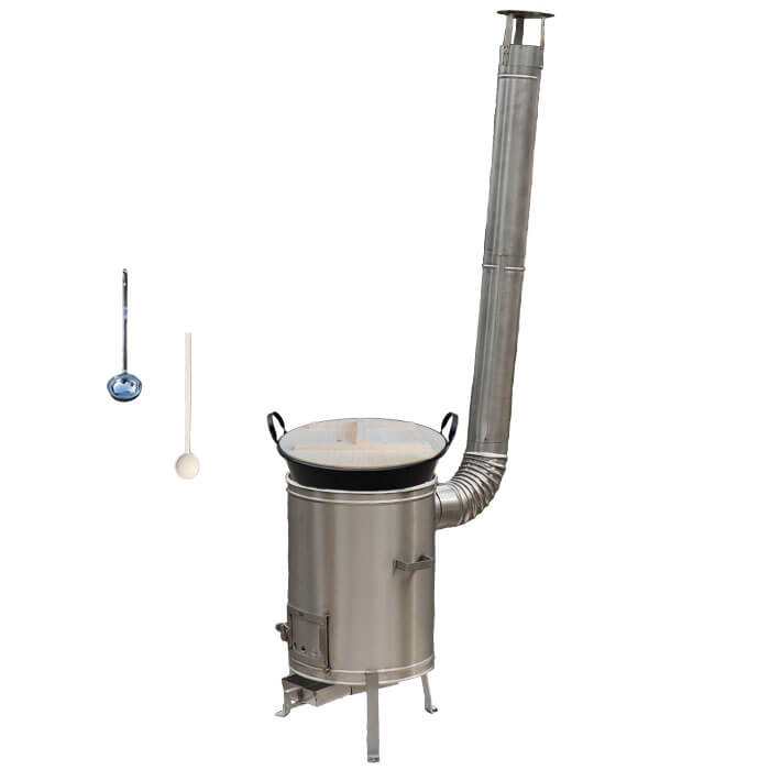 Zabijačkový smaltovaný kotel 100 L + nerezová kotlina 60 cm + vařečka a naběračka