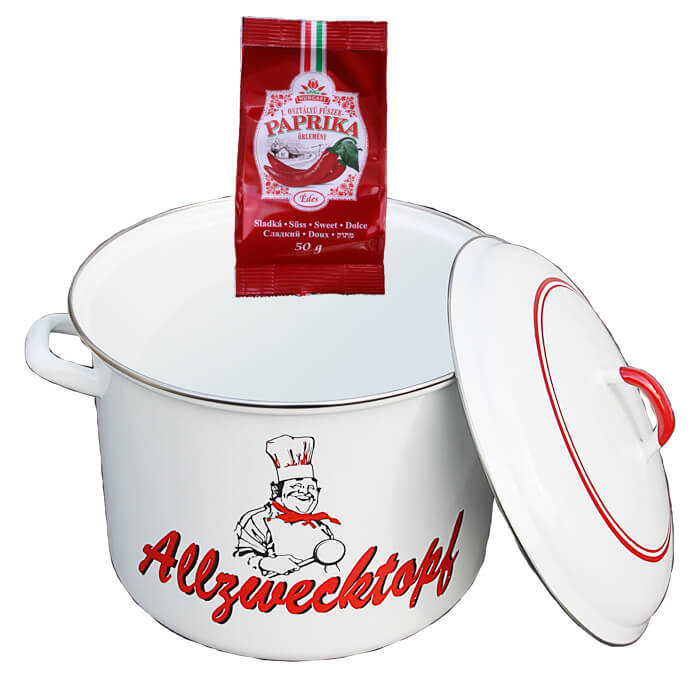 Smaltovaný hrnec s poklicí 13 L kuchař + sladká paprika GURMÁN 50 g