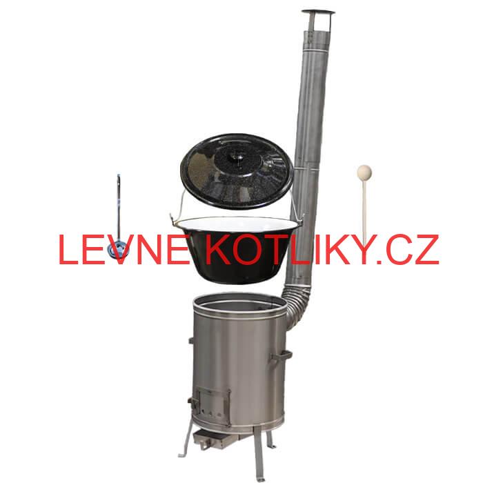 Smaltovaný kotlík 13 L (1,2 mm) + nerezová kotlina 36 cm + vařečka a naběračka LUX