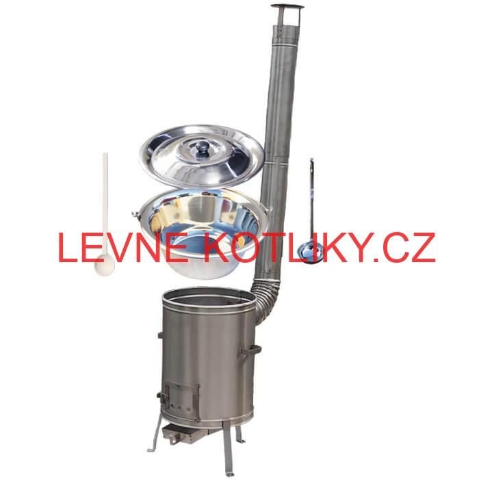 Nerezový kotlík 10 L (0,8 mm) + nerezová kotlina 36 cm + vařečka a naběračka LUX