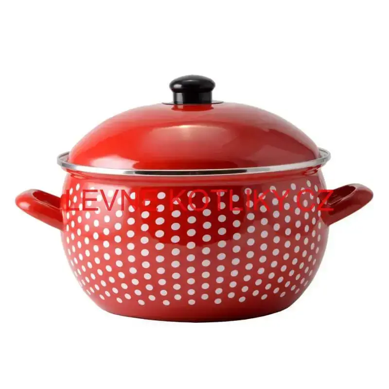 Smaltovaný hrnec 4,8 l červený 20 cm (tečkovaný)