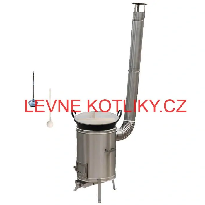 Zabijačkový smaltovaný kotel 100 L + nerezová kotlina (1,5 mm) 60 cm LUX + vařečka a naběračka