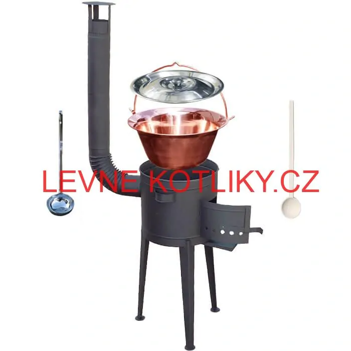 Měděný kotlík 20 L (1,2 mm) + vysoká žáruvzdorná kotlina (1,5 mm) HODO 42 cm PLUS 600 + vařečka + naběračka