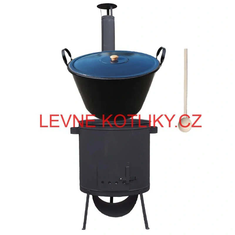 Smaltovaný kotel 60 L na zabijačku + žáruvzdorná kotlina 53 PLUS 600 4 MM + vařečka
