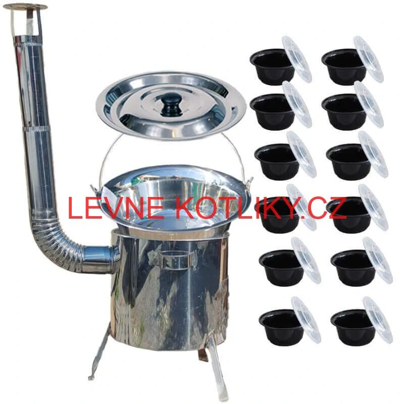 Nerezový kotlík 15 L (1,2 mm) INOX + Nerezová kotlina 36 INOX LUSTRO + misky 12 ks