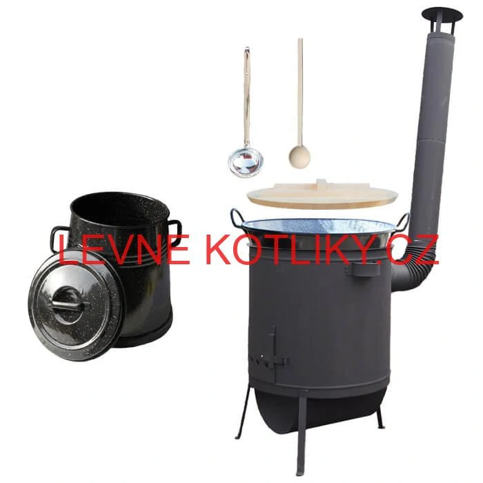 Smaltovaný kotel 100 L + žáruvzdorná kotlina 60 PLUS 600 4 MM + nádoba na sádlo 10 L