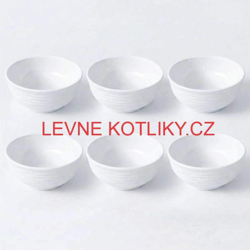 Sada 6 ks: Prémiové bílé misky s kamennou strukturou (750 ml)