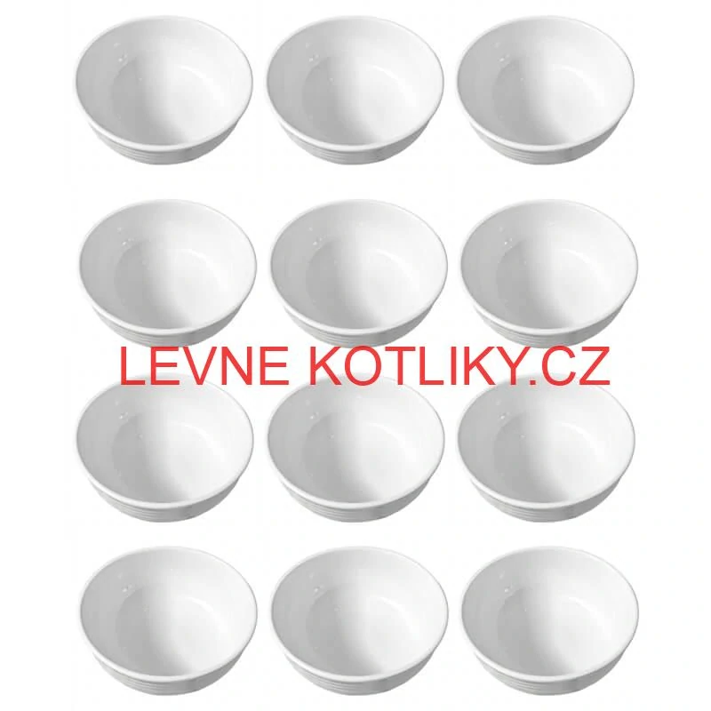 Sada 12 ks: Prémiové bílé misky s kamennou strukturou (750 ml)