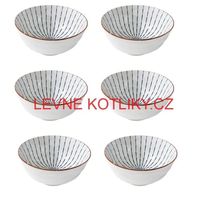 Sada 6 ks velkých keramických misek na guláš a polévky, 1 litr