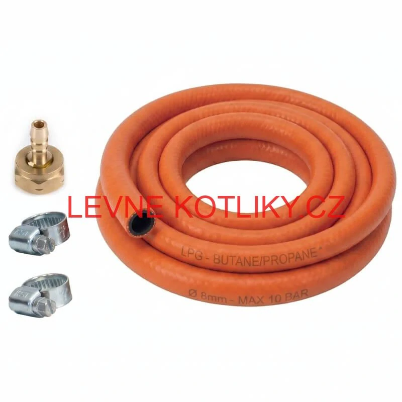 Plynová hadice 2,5 m + 2 spony + levá matice (20 bar)