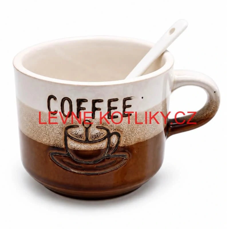 Keramický hrnek na kávu 150 ml COFFEE s lžičkou 1 ks