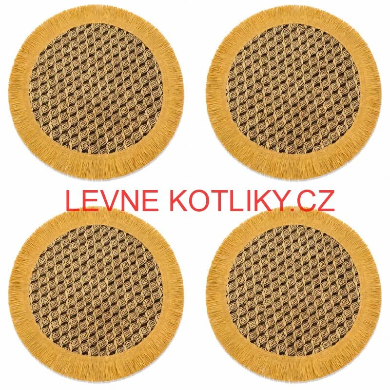 Přírodní podložky pod talíř se třásněmi 37 cm, 4 ks