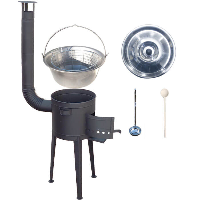 Nerezový kotlík 30 L (1,5 mm) + drátěný koš + vysoká žáruvzdorná kotlina 45 PLUS 600