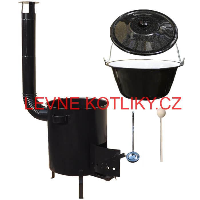 Smaltovaný kotlík 20 L (1,2 mm) + hrubostěnná (1,5 mm) kovová kotlina 42 STRONG