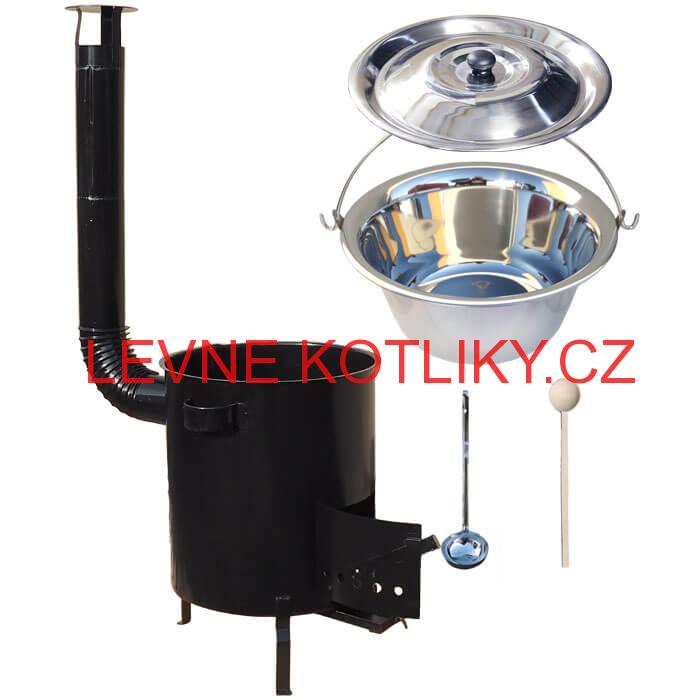 Nerezový kotlík 20 L (1,2 mm) + hrubostěnná (1,5 mm) kovová kotlina 42 STRONG