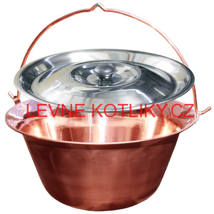 Měděný kotlík 10 L (1,2 mm) + nerezová poklice