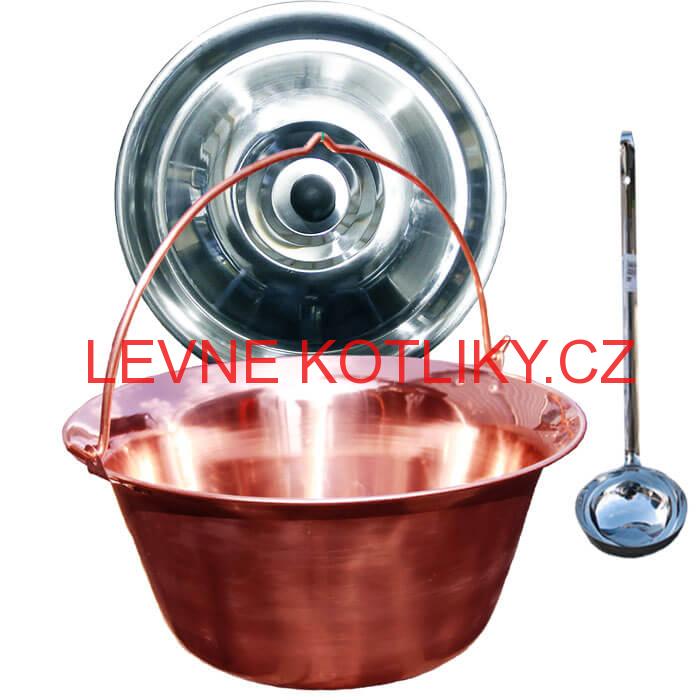 Měděný kotlík 14 L (1,2 mm) + nerezová poklice