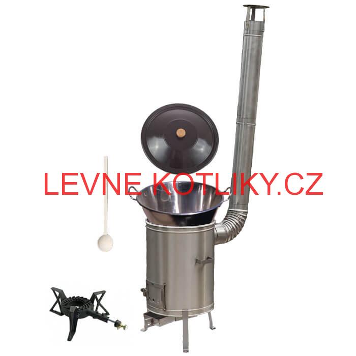 Zabijačkový nerezový kotel 60 L + nerezová kotlina 53 cm + hořák 7 kW