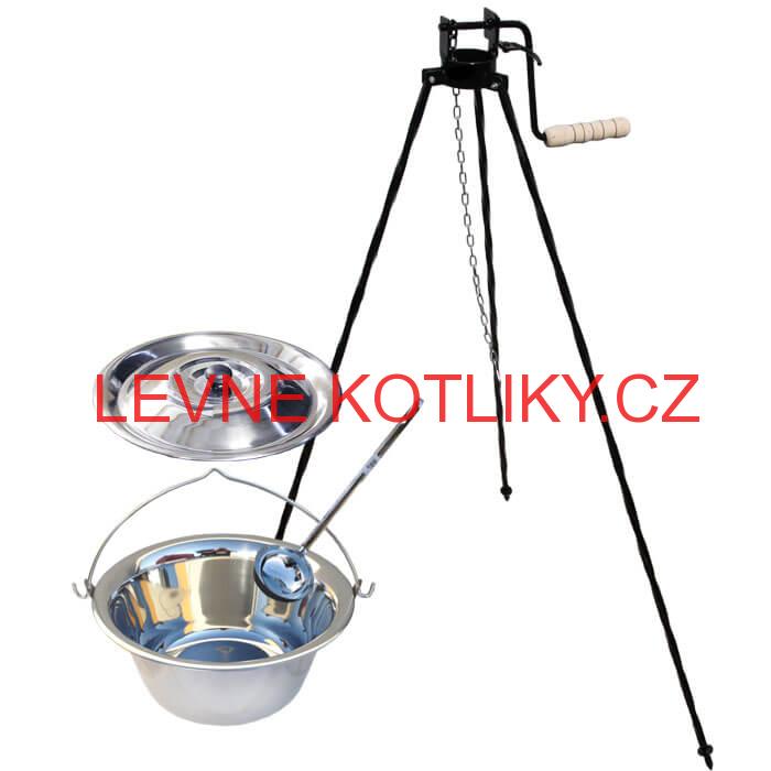 Nerezový kotlík 14 L + poklice + stojan s kladkou VAR
