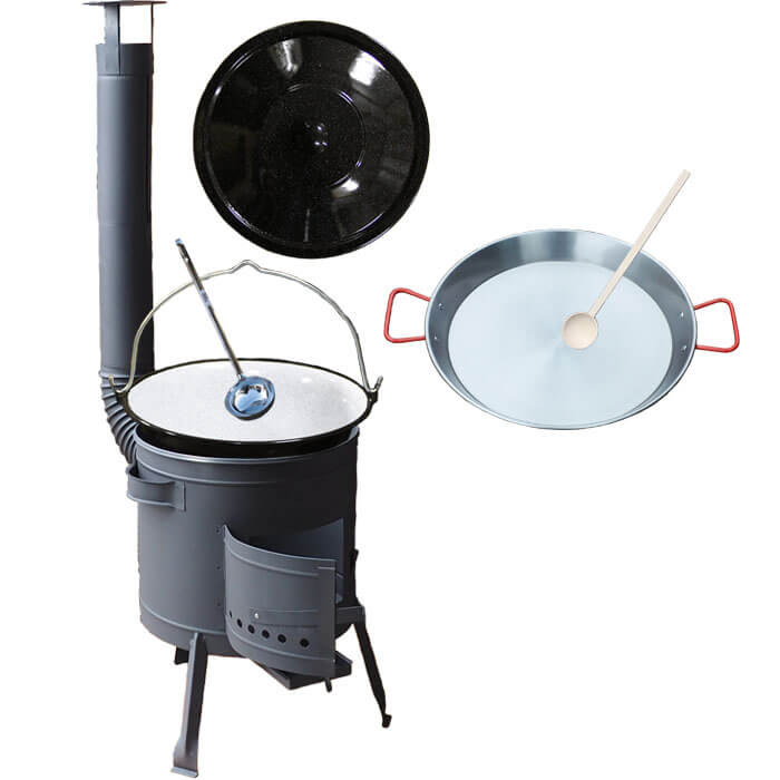 Smaltovaný kotlík 16 L + Paella ocelová pánev 42 cm + žáruvzdorná nízká kotlina 39 PLUS 600