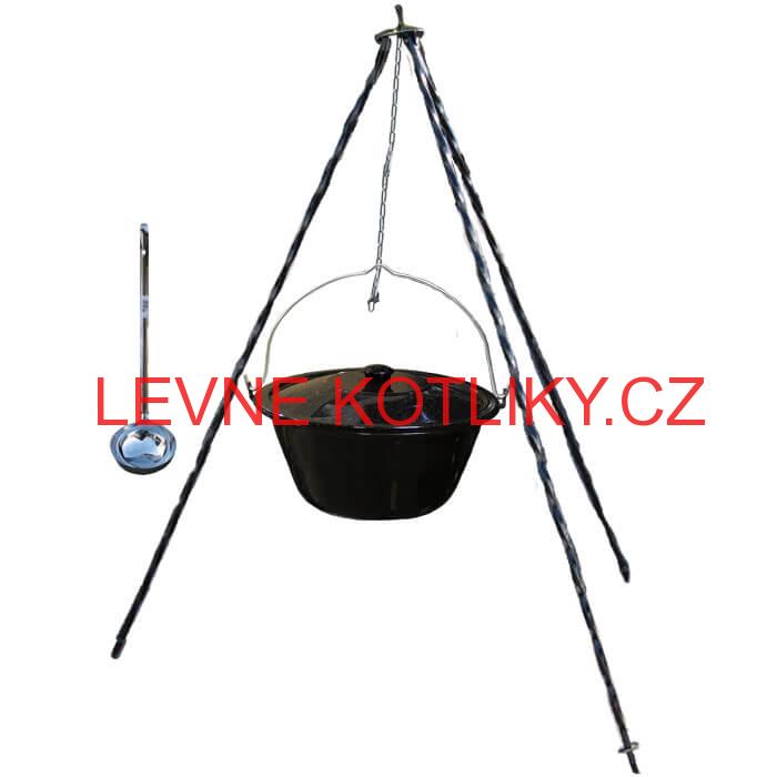 Smaltovaný kotlík 25 L poklice + trojnožka 1,20 m