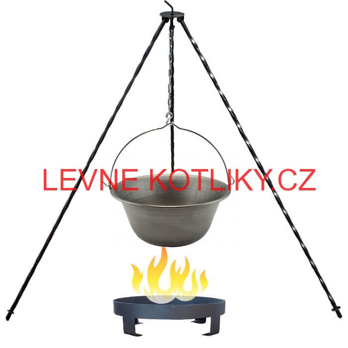 Železný kotlík 20 L (0,75 mm) + trojnožka 1,2 m + ohniště 36 cm