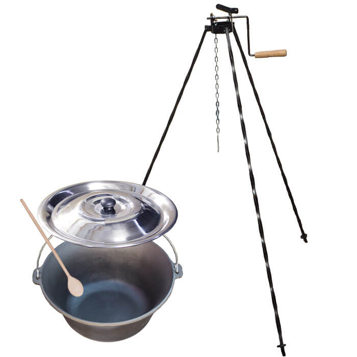 Litinový kotlík 7,2 L + stojan s kladkou VAR