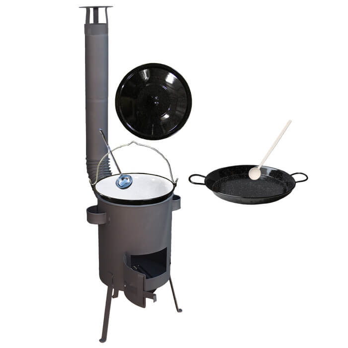 Smaltovaný kotlík 13 L + Paella pánev 38 cm + žáruvzdorná kotlina 36 PLUS 600 4 MM