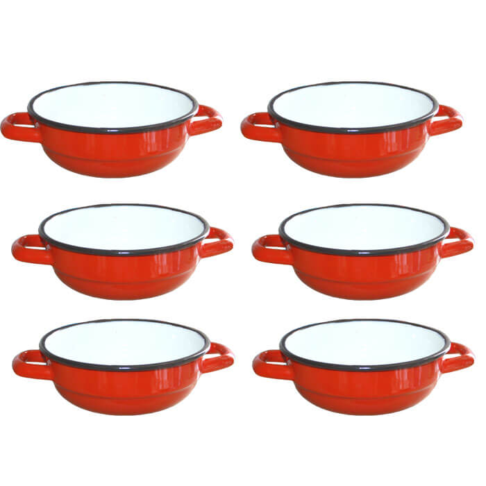 Souprava smaltovaných selských misek 18 cm 6 ks
