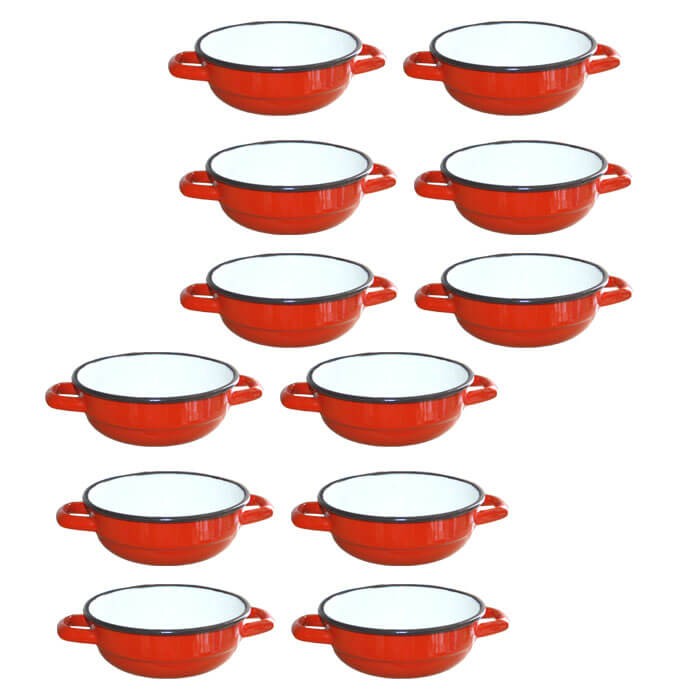 Souprava smaltovaných selských misek 18 cm 12 ks