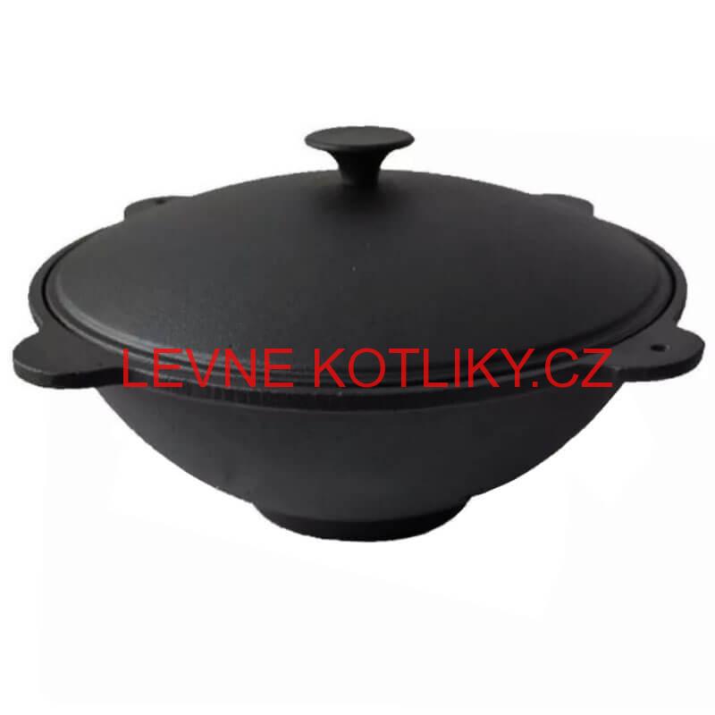 Litinový wok s poklicí se 4 úchyty 51 cm