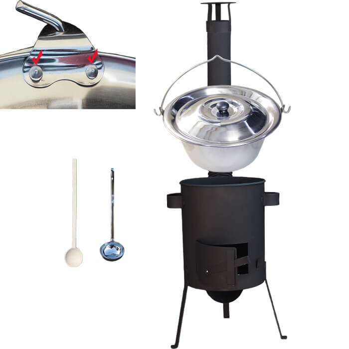 Nerezový kotlík 15 L s nýty (0,8 mm) INOX + žáruvzdorná kotlina 36 PLUS 600 4 MM