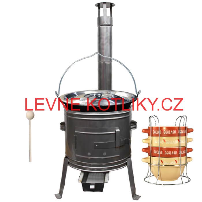 Smaltovaný kotlík 22 L (1,2 mm) + misky na guláš 4 ks + nerezová kotlina 42 cm TOPLUX