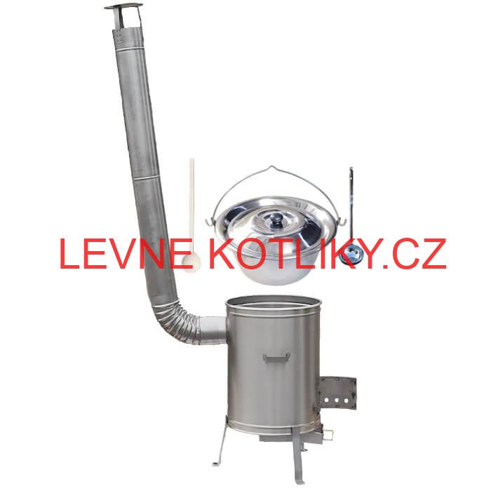 Nerezový kotlík 22 L (0,8 mm) + nerezová kotlina 42 cm + vařečka a naběračka LUX
