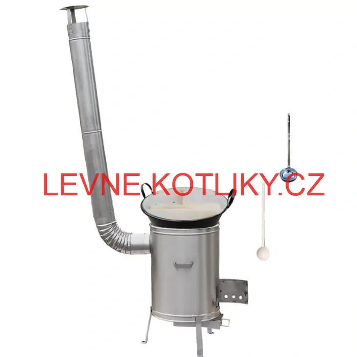 Zabijačkový smaltovaný kotel 100 L + nerezová kotlina (1,5 mm) 60 cm LUX + vařečka a naběračka