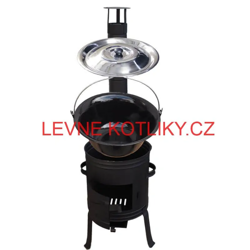 Smaltovaný kotlík 11 L BLACK + nerezová poklice INOX + žáruvzdorná kotlina 33 cm Plus 700